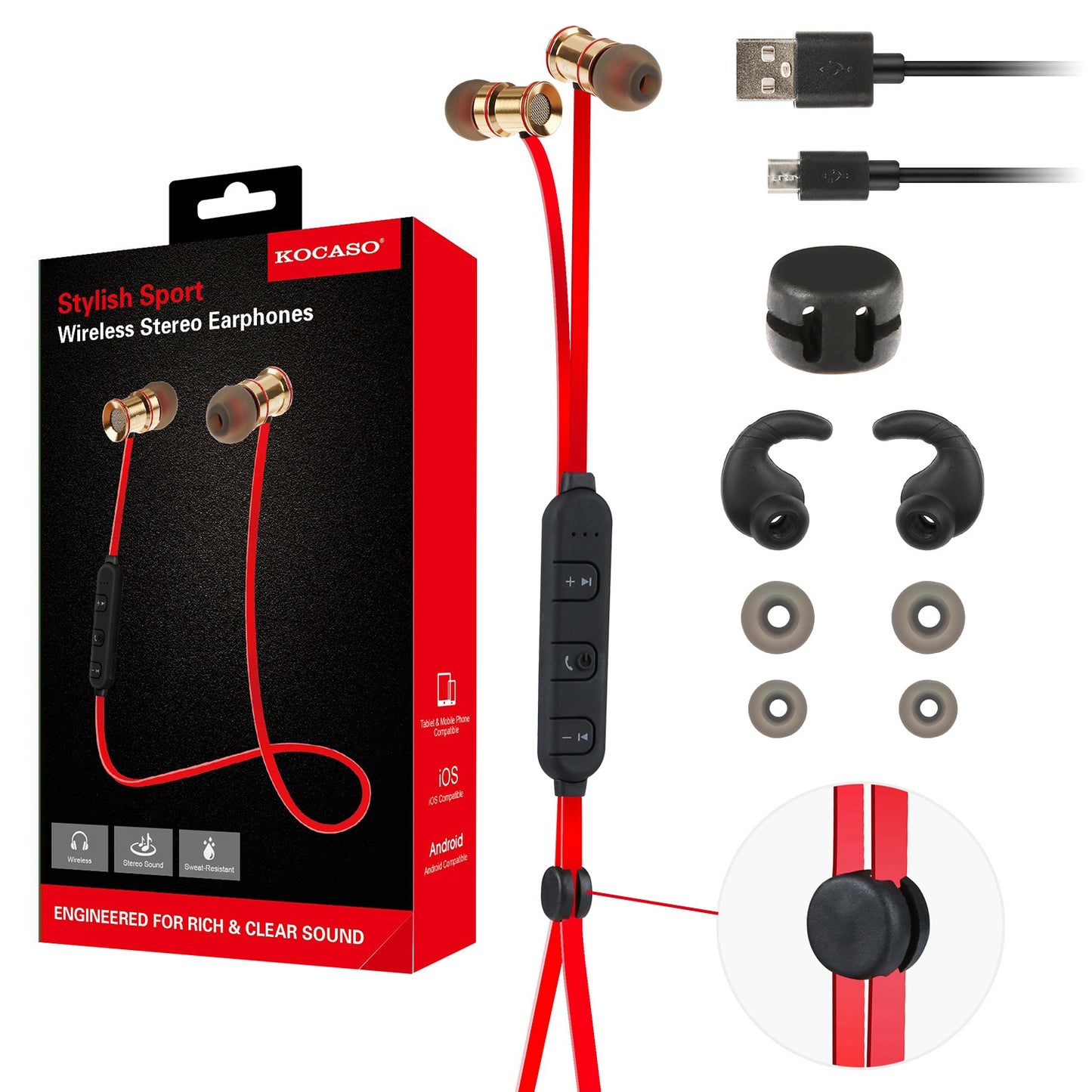 Sport Headsets Wireless V4.1 In-Ear Stereo Headphones Sweat-proof Running Earphones With Mic Hands-free