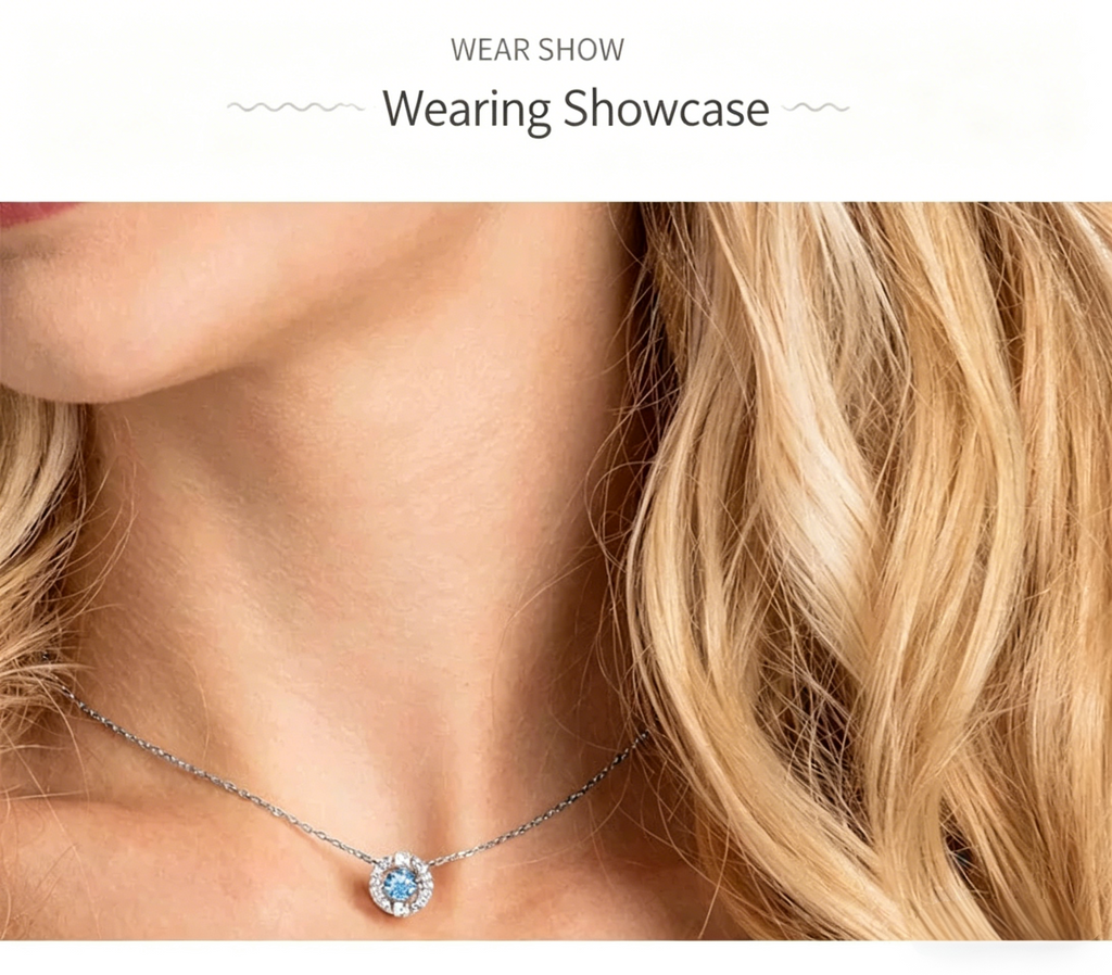 Pulsating Heart" Blue Vibrant Crystal Necklace