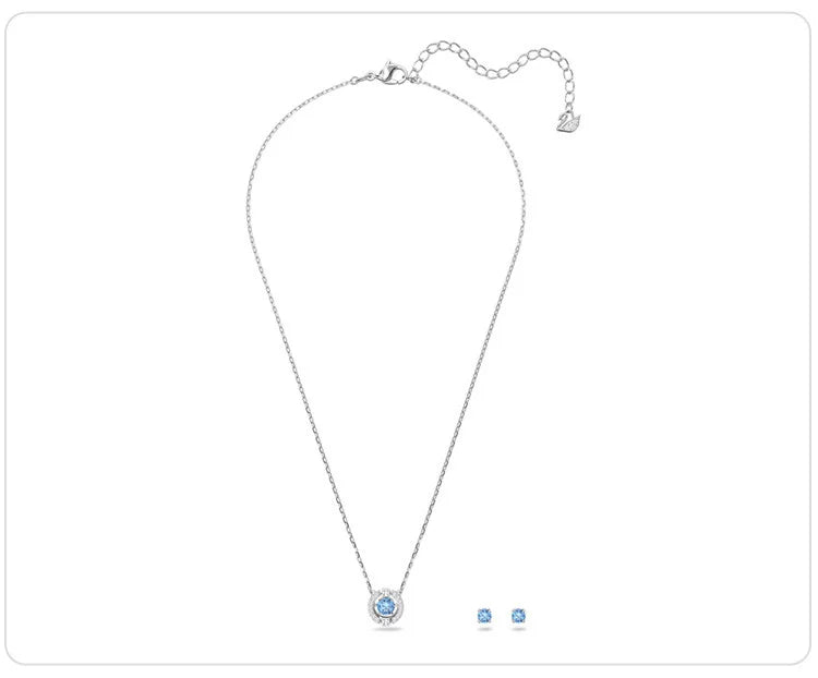 Pulsating Heart" Blue Vibrant Crystal Necklace