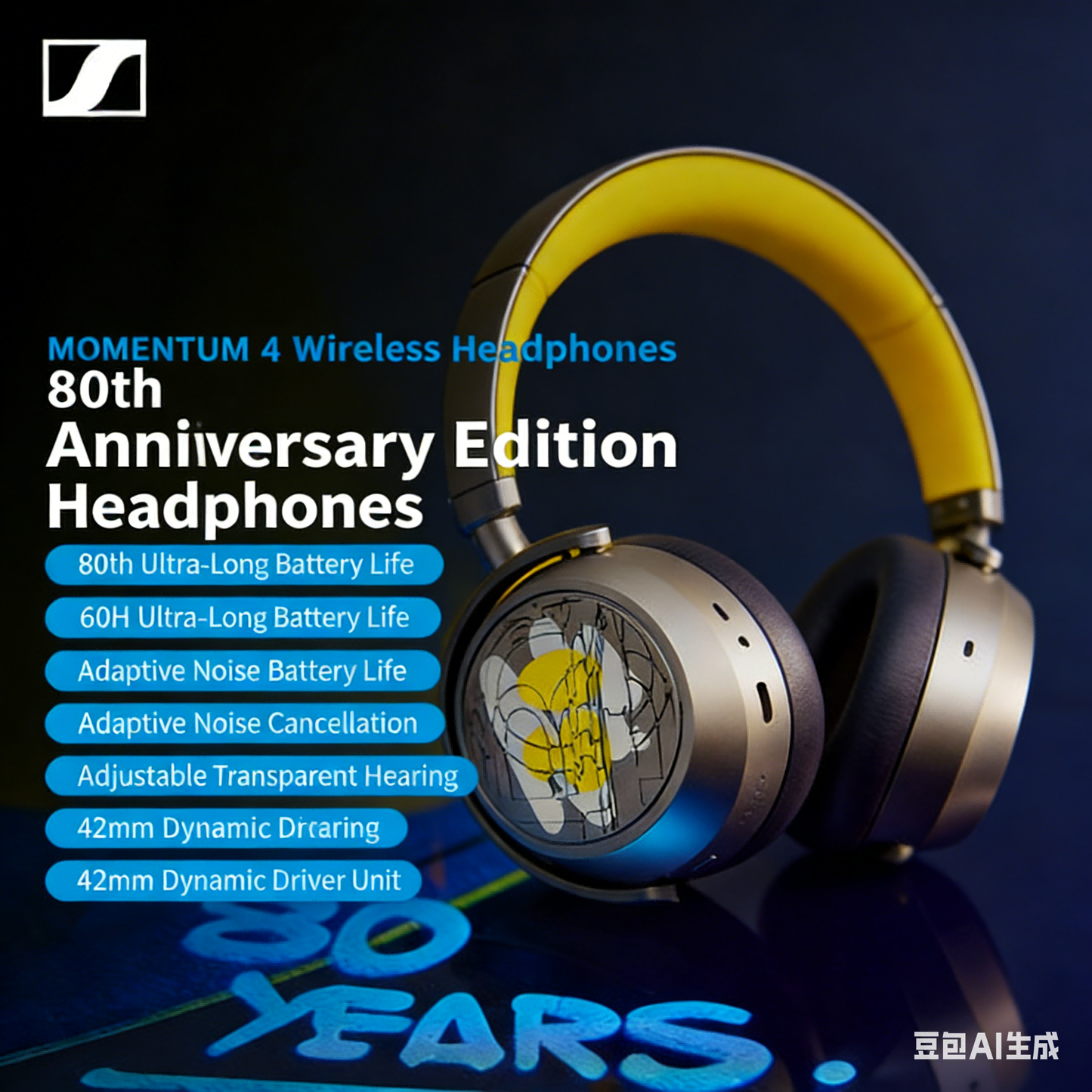 TOUR ONE M3 Wireless Bluetooth Noise-Cancelling Smart Headphones