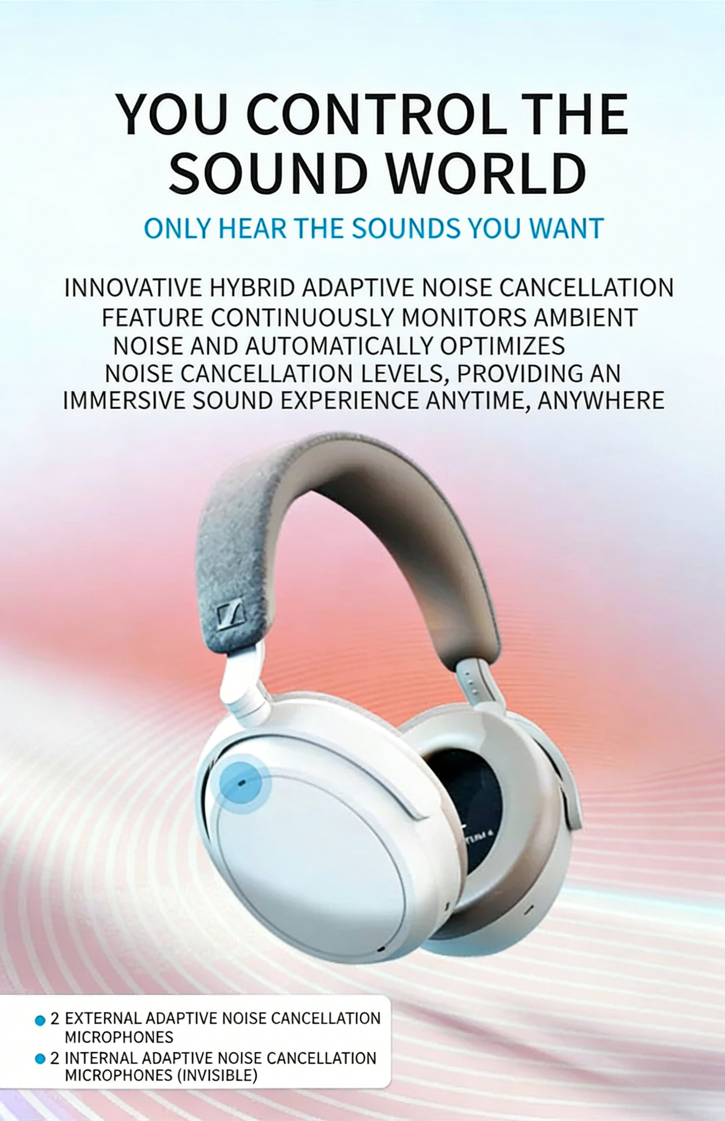 TOUR ONE M3 Wireless Bluetooth Noise-Cancelling Smart Headphones