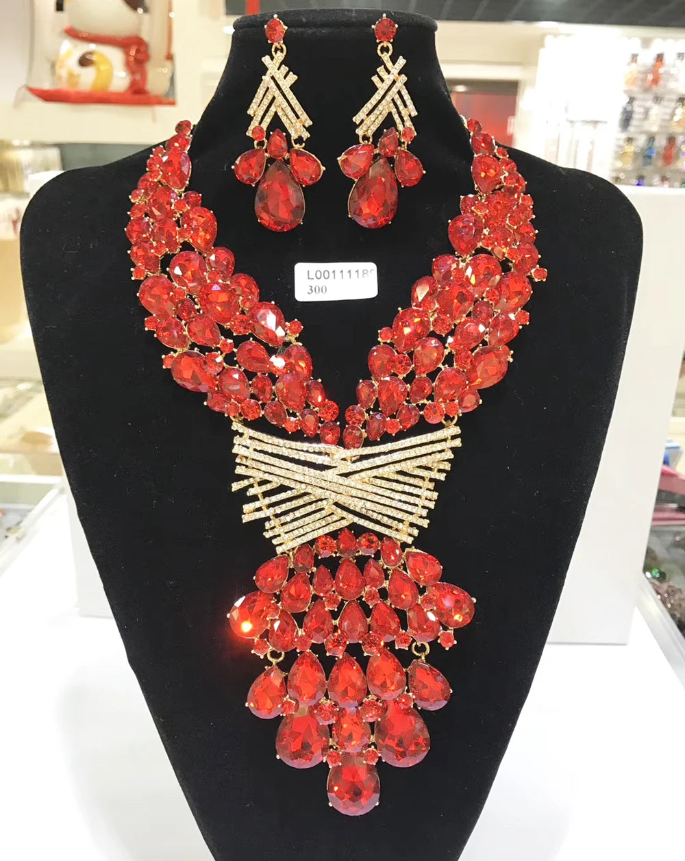 Jewelry Sets Multicolor Bridal Wedding Big Crystal Dubai Gold Color Jewelry Sets For Women Necklace Earrings