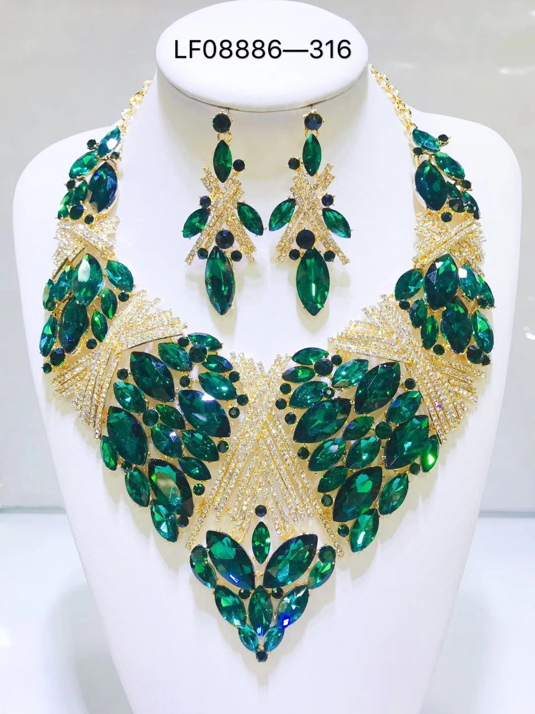 Jewelry Sets Multicolor Bridal Wedding Big Crystal Dubai Gold Color Jewelry Sets For Women Necklace Earrings