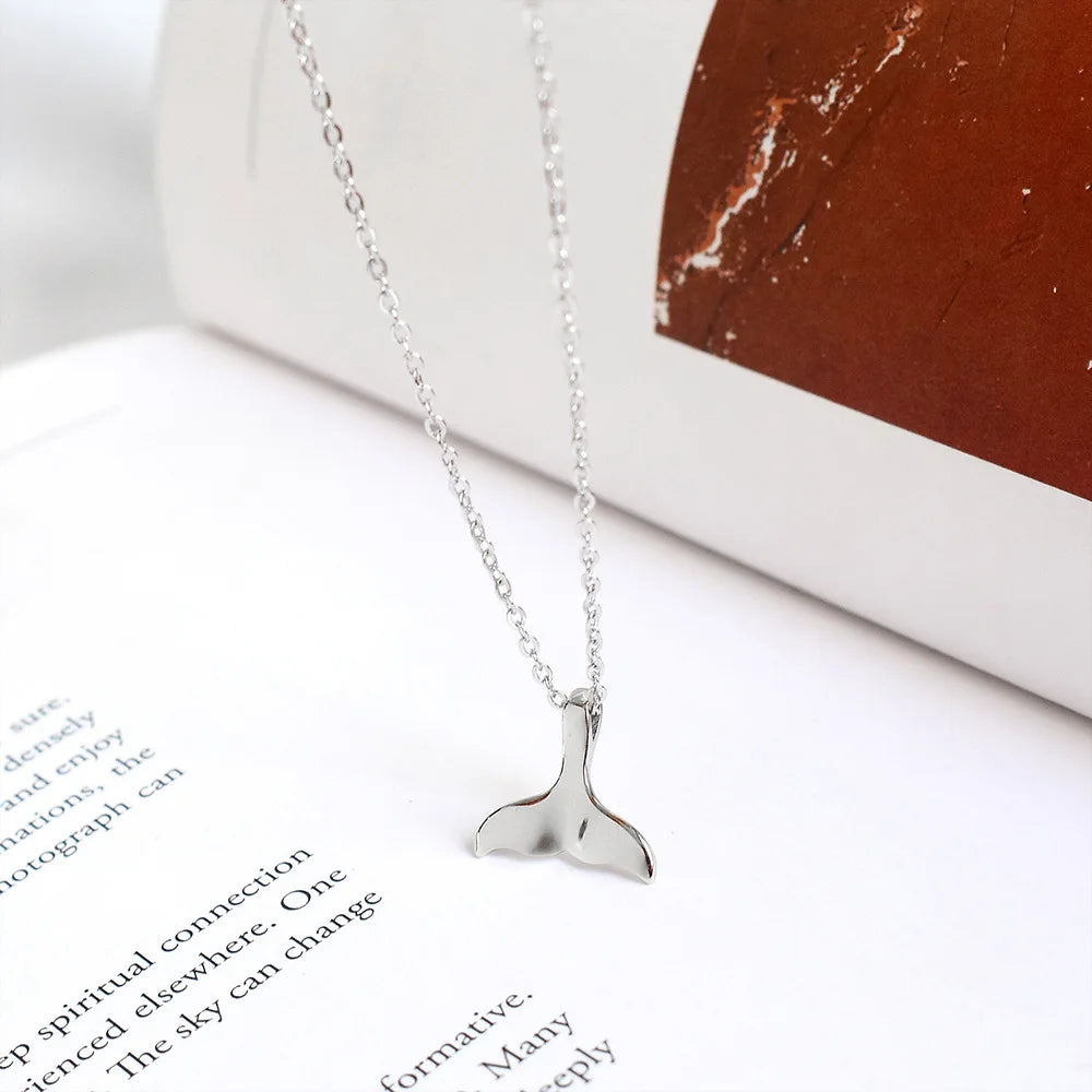 La Monada Women's Necklace 925 Silver Chains Woman On Neck Dolphin Fish Tail Pendant Fine Jewelry For Women Necklace Silver Girl