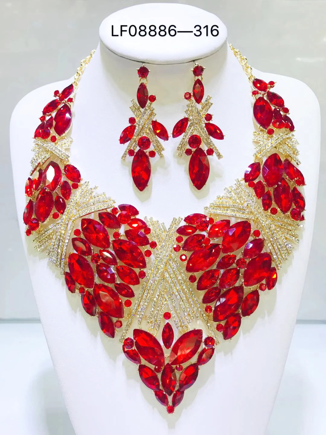 Jewelry Sets Multicolor Bridal Wedding Big Crystal Dubai Gold Color Jewelry Sets For Women Necklace Earrings