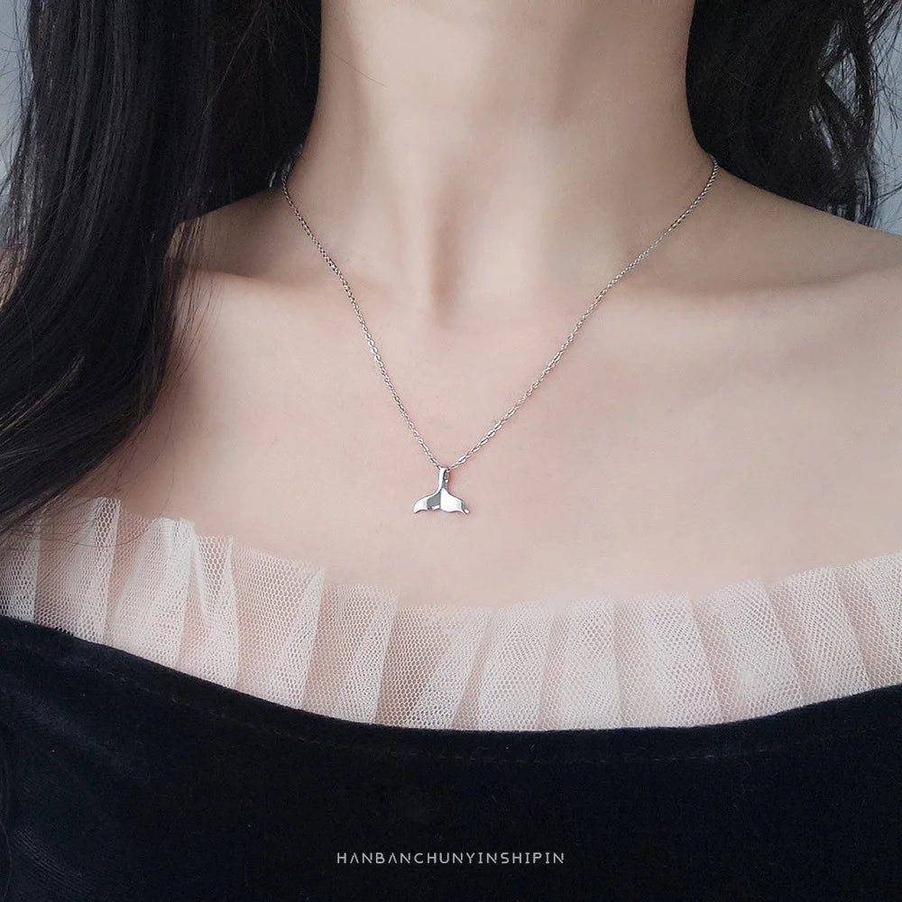 La Monada Women's Necklace 925 Silver Chains Woman On Neck Dolphin Fish Tail Pendant Fine Jewelry For Women Necklace Silver Girl