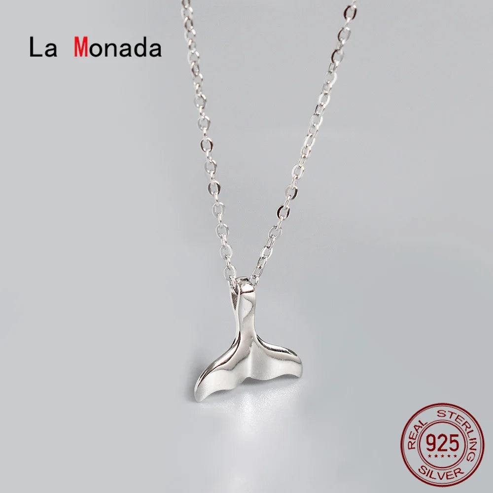 La Monada Women's Necklace 925 Silver Chains Woman On Neck Dolphin Fish Tail Pendant Fine Jewelry For Women Necklace Silver Girl