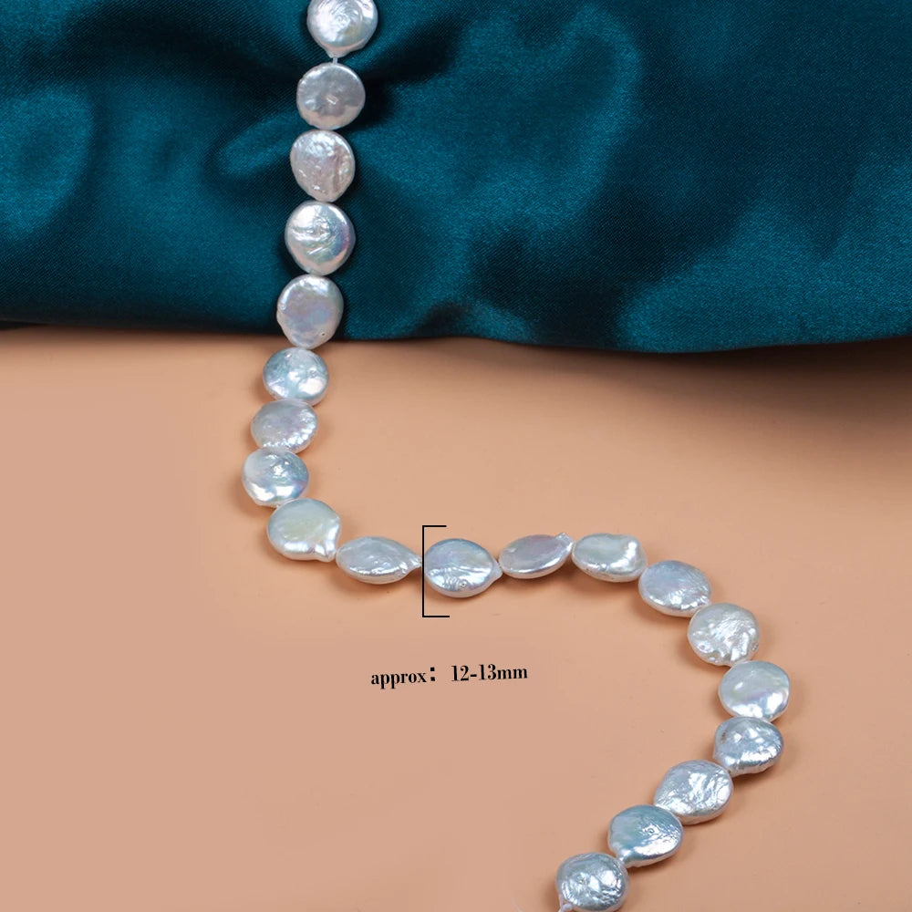 High Quality Coin Full Pearls Strand 1 Piece Natural Freshwater White Loose Pearl for DIY Jewelry Making Supplies Women Necklace