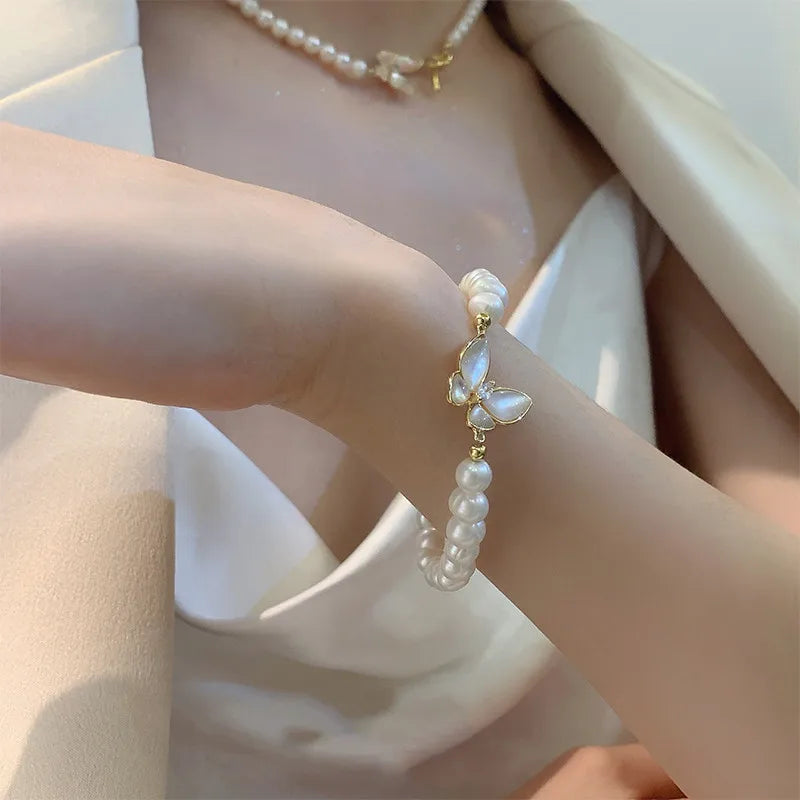 High Quality Natural Freshwater Pearl Sweet Butterfly Design 14K Gold Filled Female Jewelry Sets Women Necklace Bracelet Gifts
