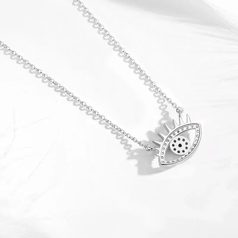 KALETINE Fashion Evil Eye women Necklace 925 Sterling Silver Blue Eye Clavicle Chain Necklace Accessories Jewelry Adjustable