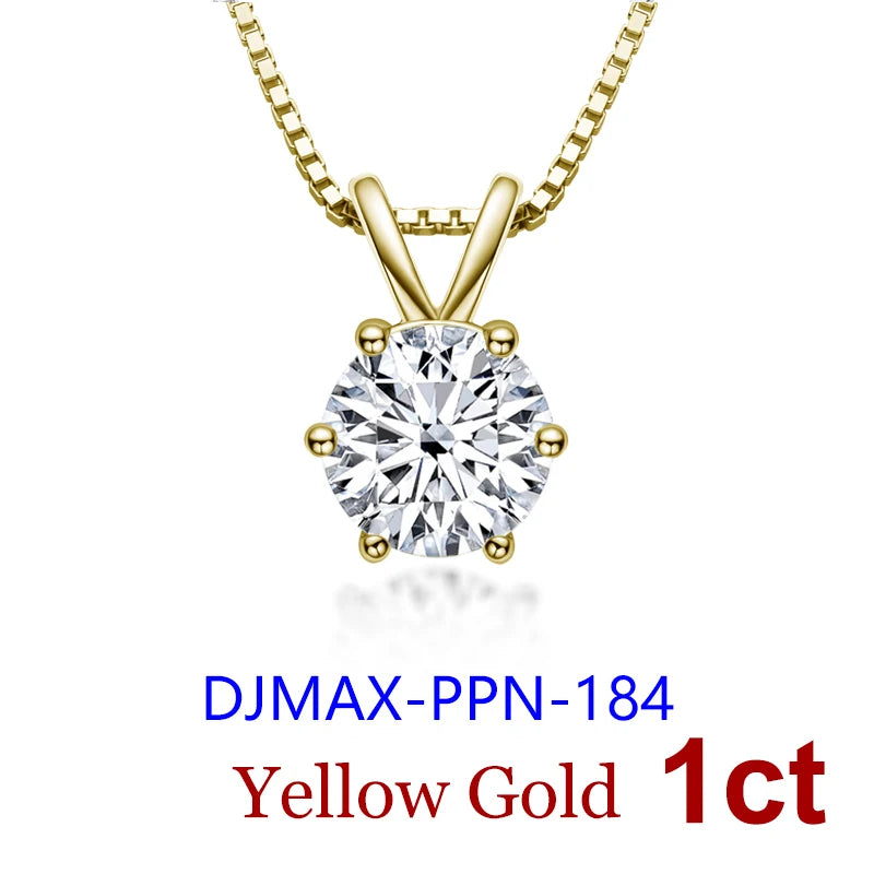 2026 DJMAX Moissanite Pendant Women Necklace Luxury Gold Necklace, 100% Real Original 925 Sterling Silver  Necklace For Women