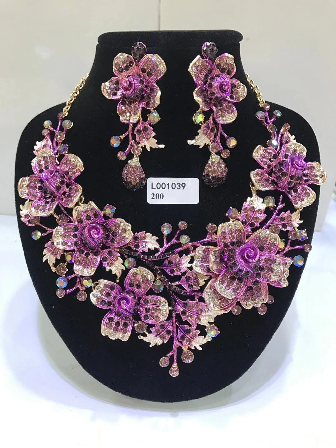Jewelry Sets Multicolor Bridal Wedding Big Crystal Dubai Gold Color Jewelry Sets For Women Necklace Earrings