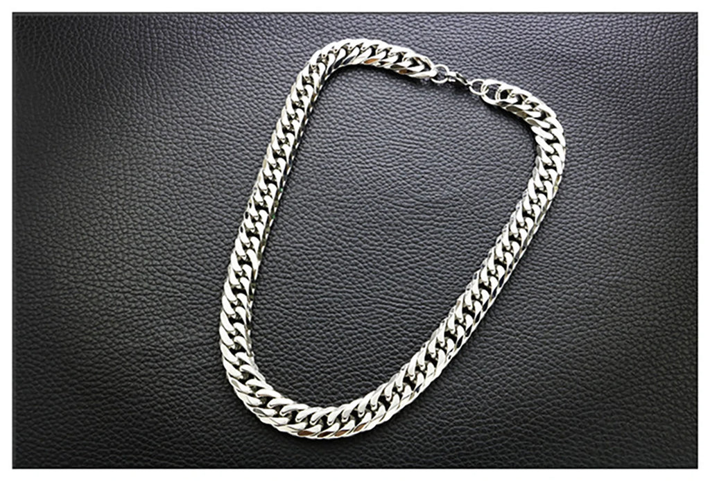 Fashion Thick Wide Double Duckle Weave Six-face Grinding Stainless Steel Men And Women Necklace Jewelry Chain Hot Sale
