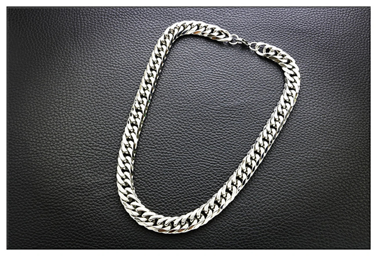 Fashion Thick Wide Double Duckle Weave Six-face Grinding Stainless Steel Men And Women Necklace Jewelry Chain Hot Sale