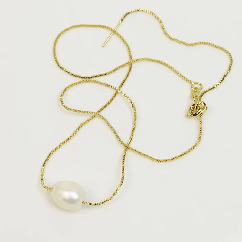 Box Chain Necklace Natural Pearls pendant necklace  long necklace Elegant jewelry Women necklace 90088