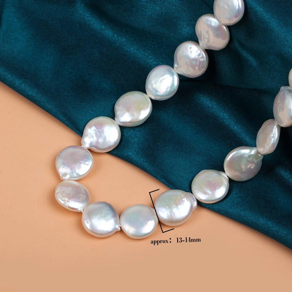 High Quality Coin Full Pearls Strand 1 Piece Natural Freshwater White Loose Pearl for DIY Jewelry Making Supplies Women Necklace