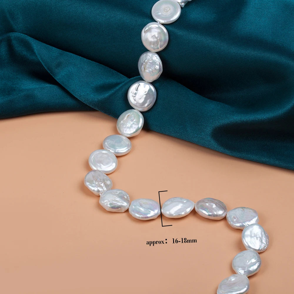 High Quality Coin Full Pearls Strand 1 Piece Natural Freshwater White Loose Pearl for DIY Jewelry Making Supplies Women Necklace