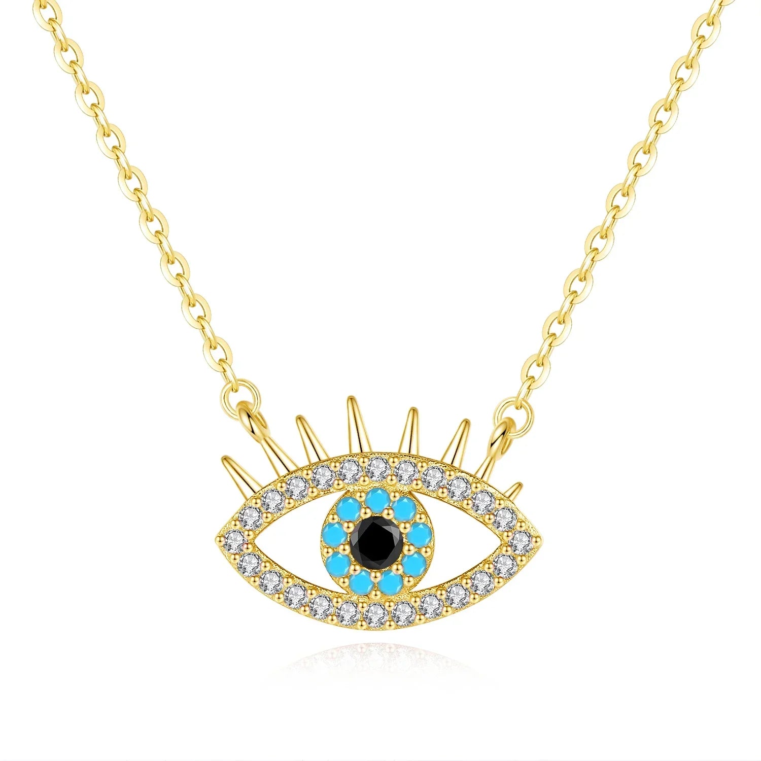 KALETINE Fashion Evil Eye women Necklace 925 Sterling Silver Blue Eye Clavicle Chain Necklace Accessories Jewelry Adjustable
