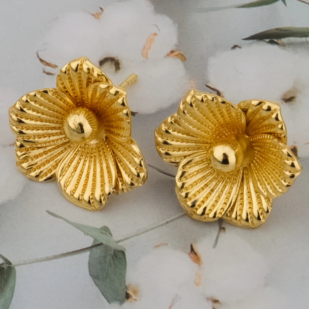 Women Necklace Earrings Jewelry Set Exquisite Flower Pendant Gold Plated Luxury Nigeria Wedding Women's Day Gift