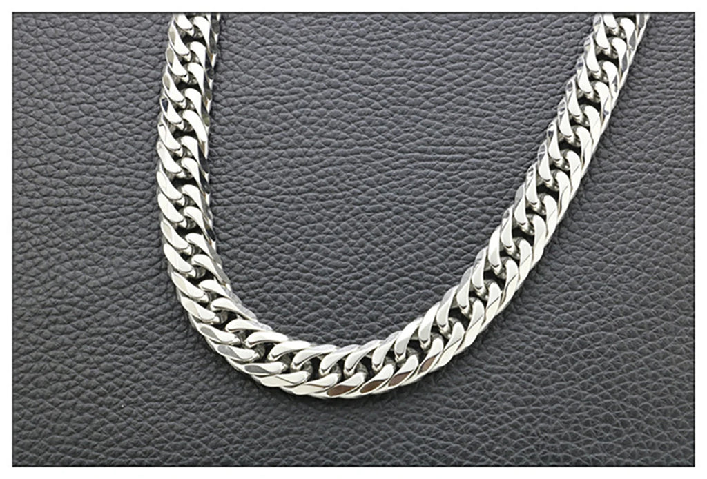 Fashion Thick Wide Double Duckle Weave Six-face Grinding Stainless Steel Men And Women Necklace Jewelry Chain Hot Sale