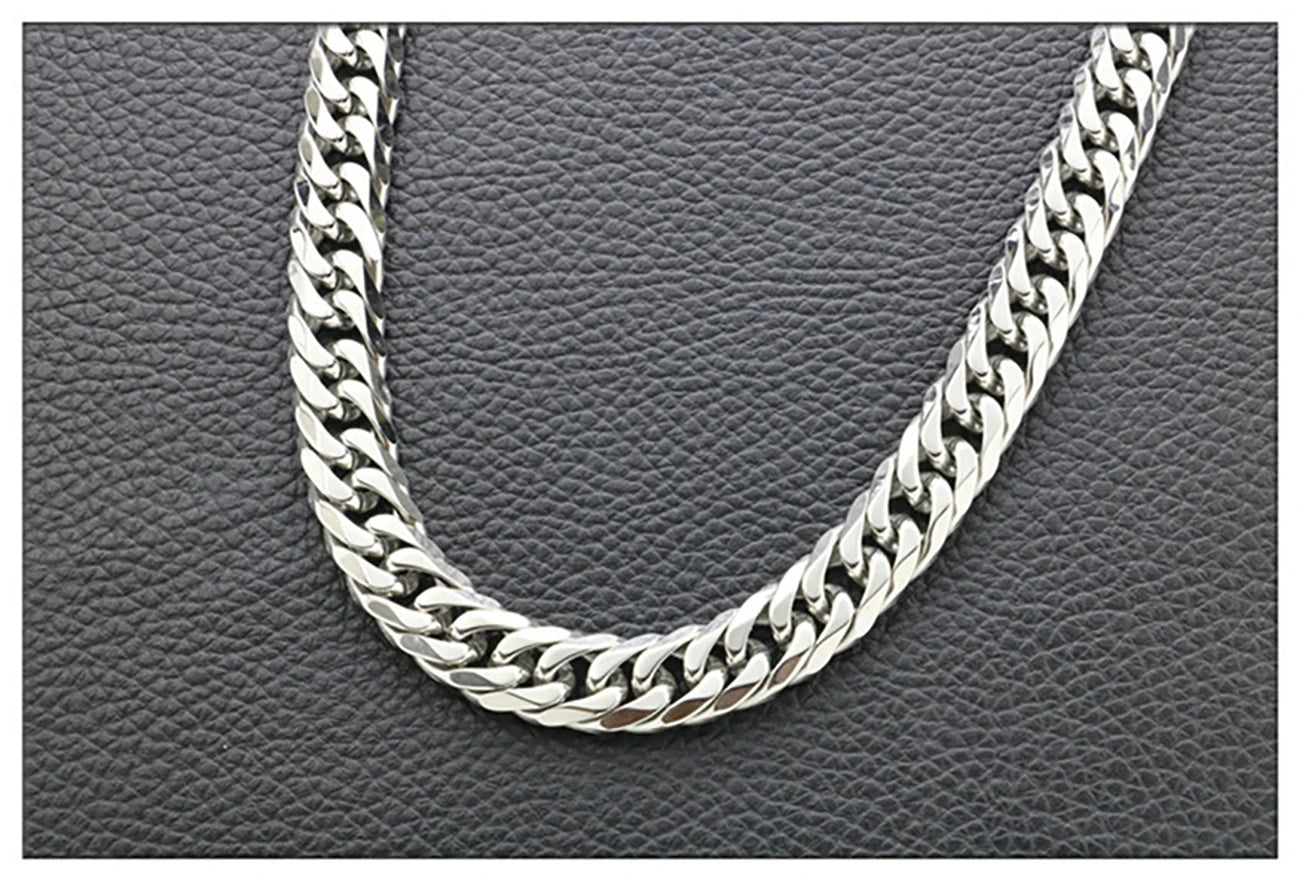 Fashion Thick Wide Double Duckle Weave Six-face Grinding Stainless Steel Men And Women Necklace Jewelry Chain Hot Sale