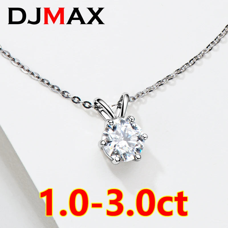 2026 DJMAX Moissanite Pendant Women Necklace Luxury Gold Necklace, 100% Real Original 925 Sterling Silver  Necklace For Women