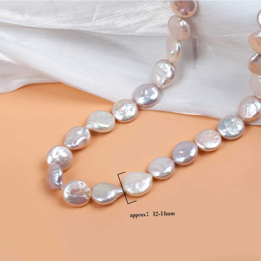High Quality Coin Full Pearls Strand 1 Piece Natural Freshwater White Loose Pearl for DIY Jewelry Making Supplies Women Necklace