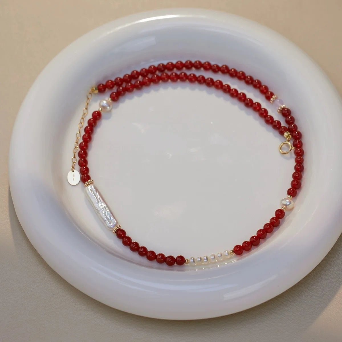 New Arrival Natural Freshwater Pearl & Red Agate 14K Gold Filled Female Jewelry Sets For Women Necklace Bracelet Birthday Gifts
