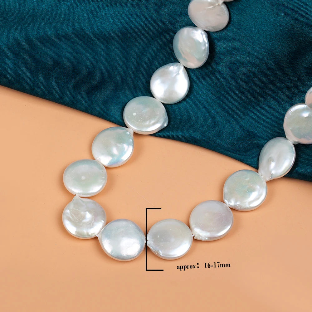 High Quality Coin Full Pearls Strand 1 Piece Natural Freshwater White Loose Pearl for DIY Jewelry Making Supplies Women Necklace