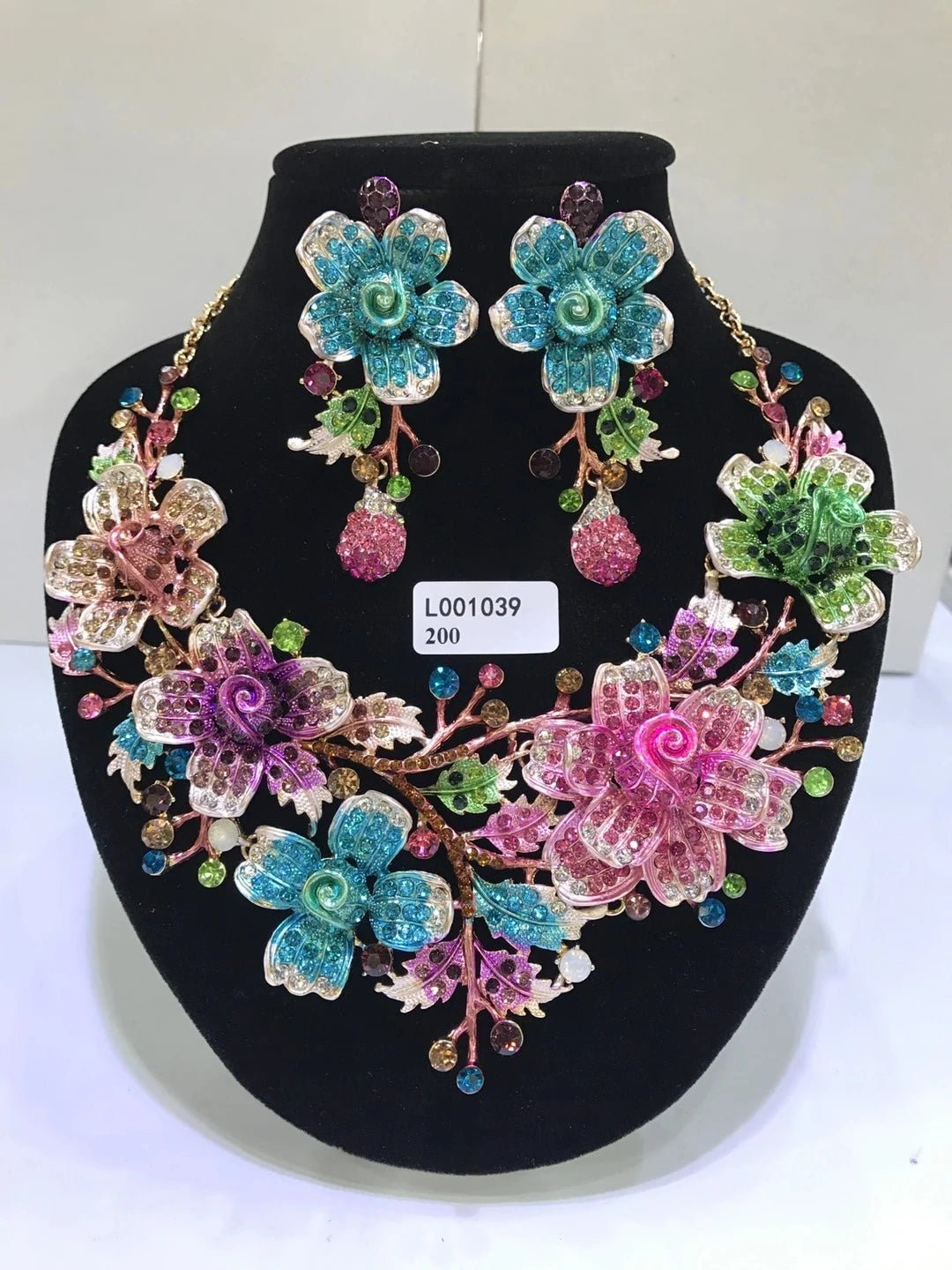 Jewelry Sets Multicolor Bridal Wedding Big Crystal Dubai Gold Color Jewelry Sets For Women Necklace Earrings