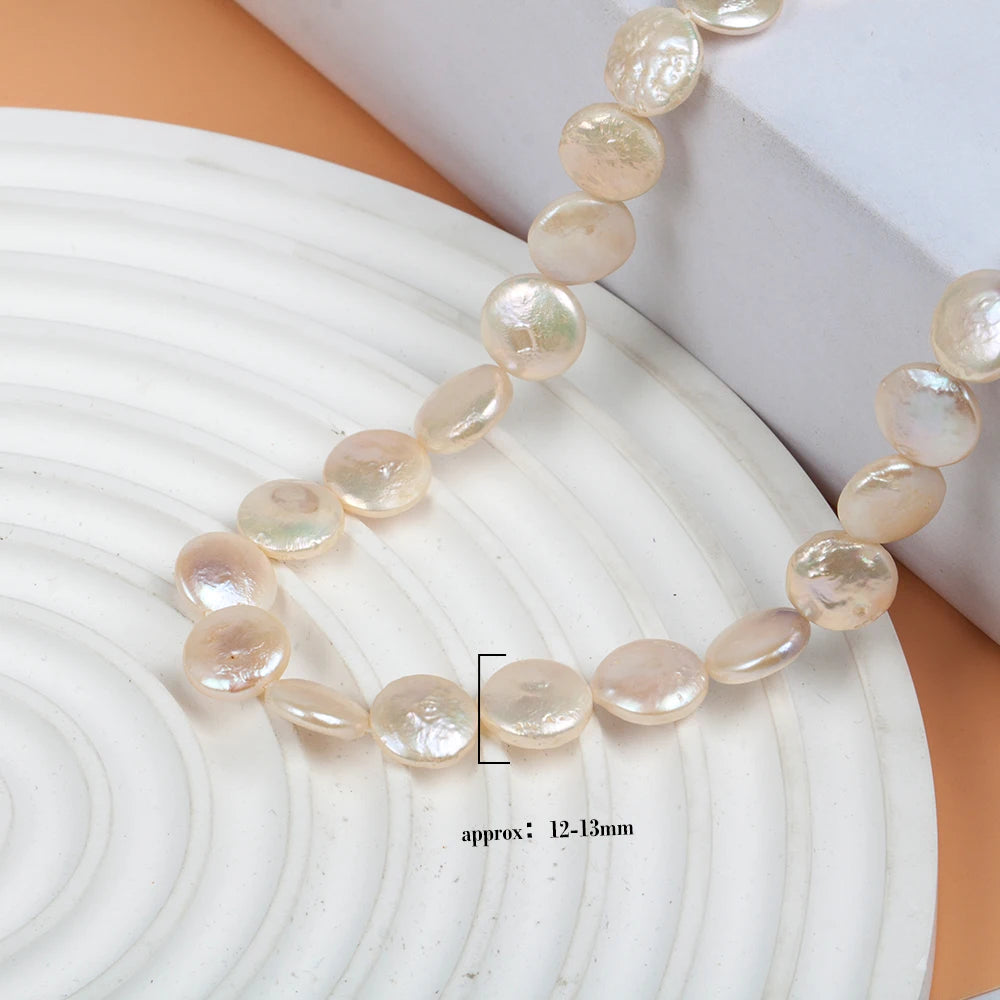 High Quality Coin Full Pearls Strand 1 Piece Natural Freshwater White Loose Pearl for DIY Jewelry Making Supplies Women Necklace