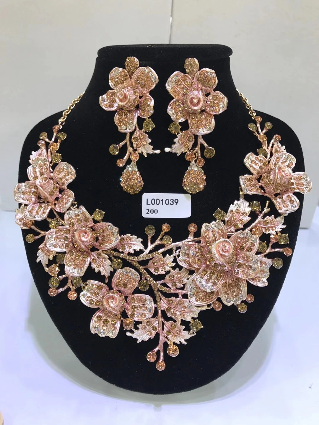 Jewelry Sets Multicolor Bridal Wedding Big Crystal Dubai Gold Color Jewelry Sets For Women Necklace Earrings