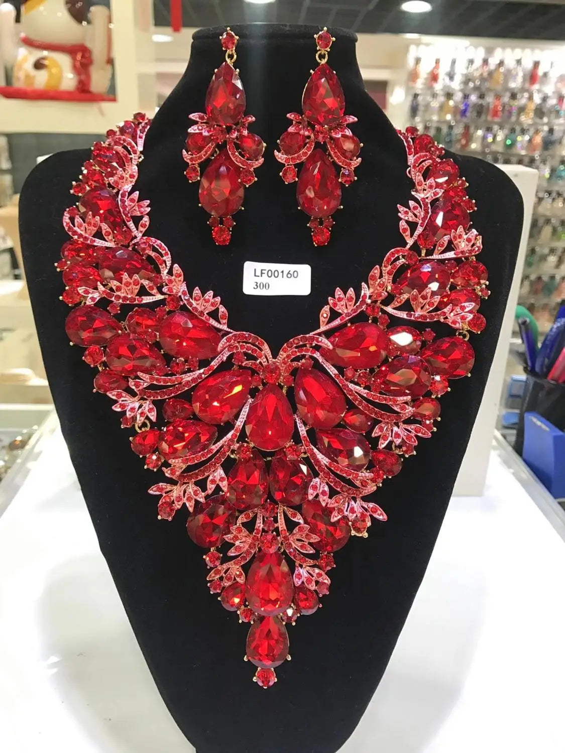 Jewelry Sets Multicolor Bridal Wedding Big Crystal Dubai Gold Color Jewelry Sets For Women Necklace Earrings