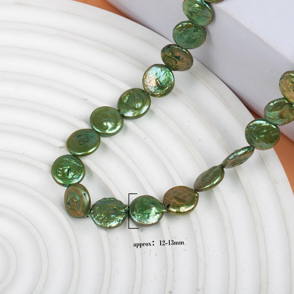 High Quality Coin Full Pearls Strand 1 Piece Natural Freshwater White Loose Pearl for DIY Jewelry Making Supplies Women Necklace