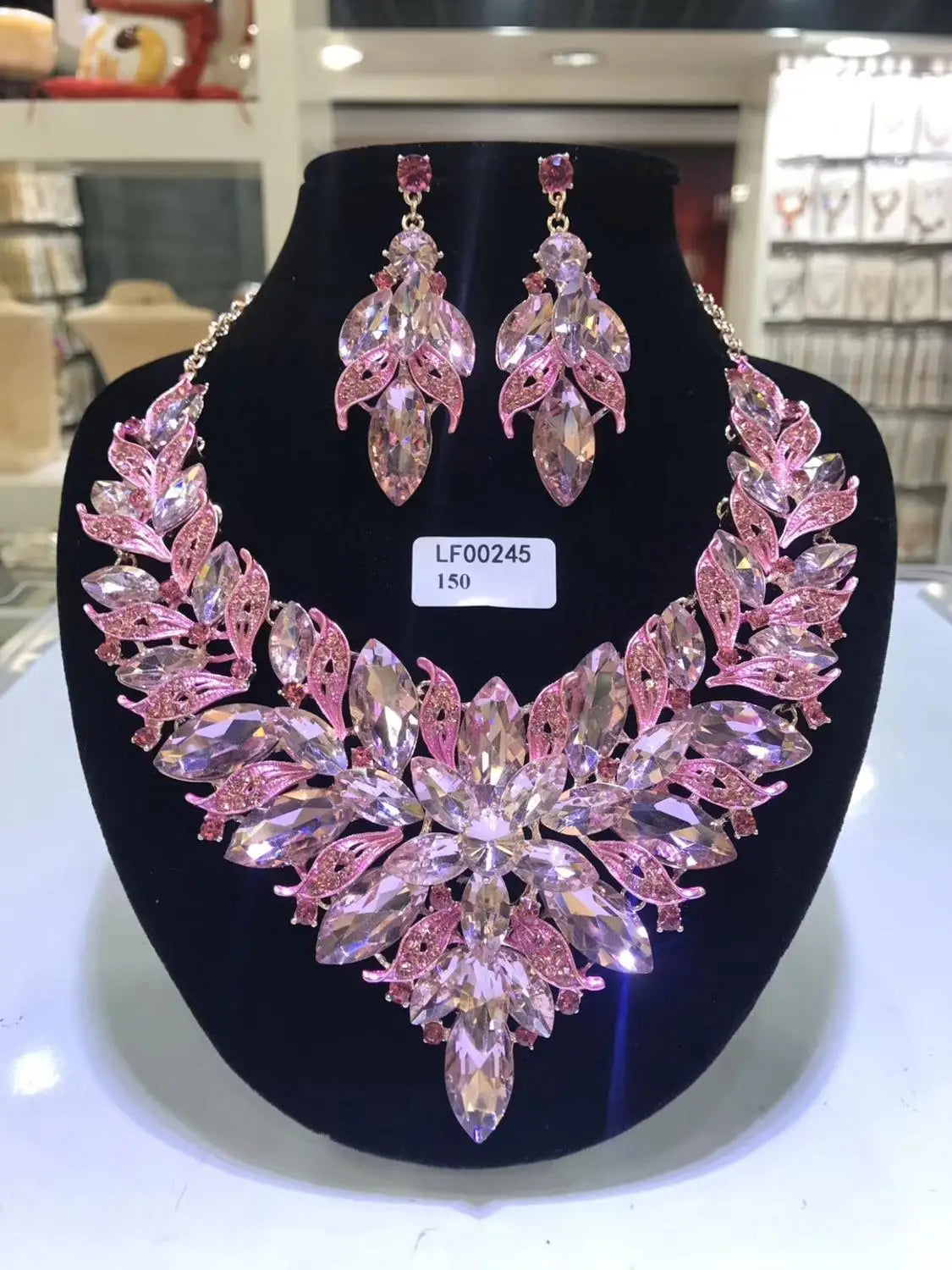 Jewelry Sets Multicolor Bridal Wedding Big Crystal Dubai Gold Color Jewelry Sets For Women Necklace Earrings
