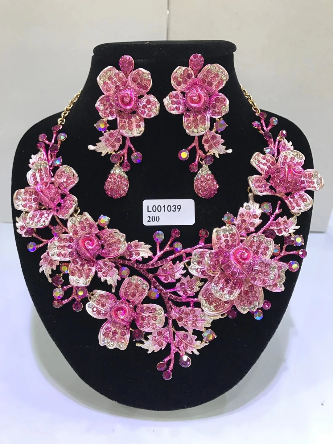Jewelry Sets Multicolor Bridal Wedding Big Crystal Dubai Gold Color Jewelry Sets For Women Necklace Earrings