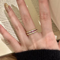 Light luxury High quality color surround ruby three row diamond rings for women necklace fashion wedding retro jewelry sets