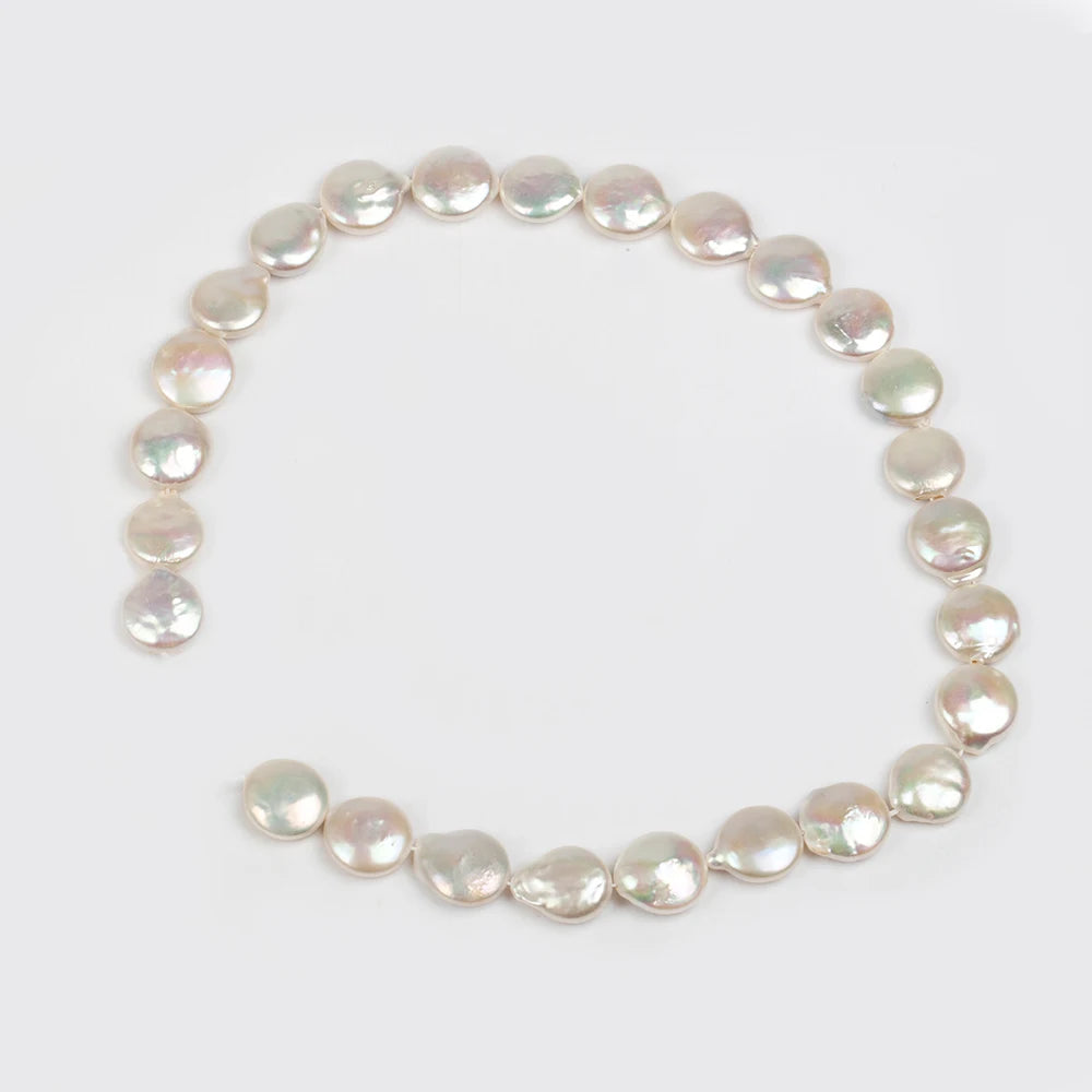 High Quality Coin Full Pearls Strand 1 Piece Natural Freshwater White Loose Pearl for DIY Jewelry Making Supplies Women Necklace