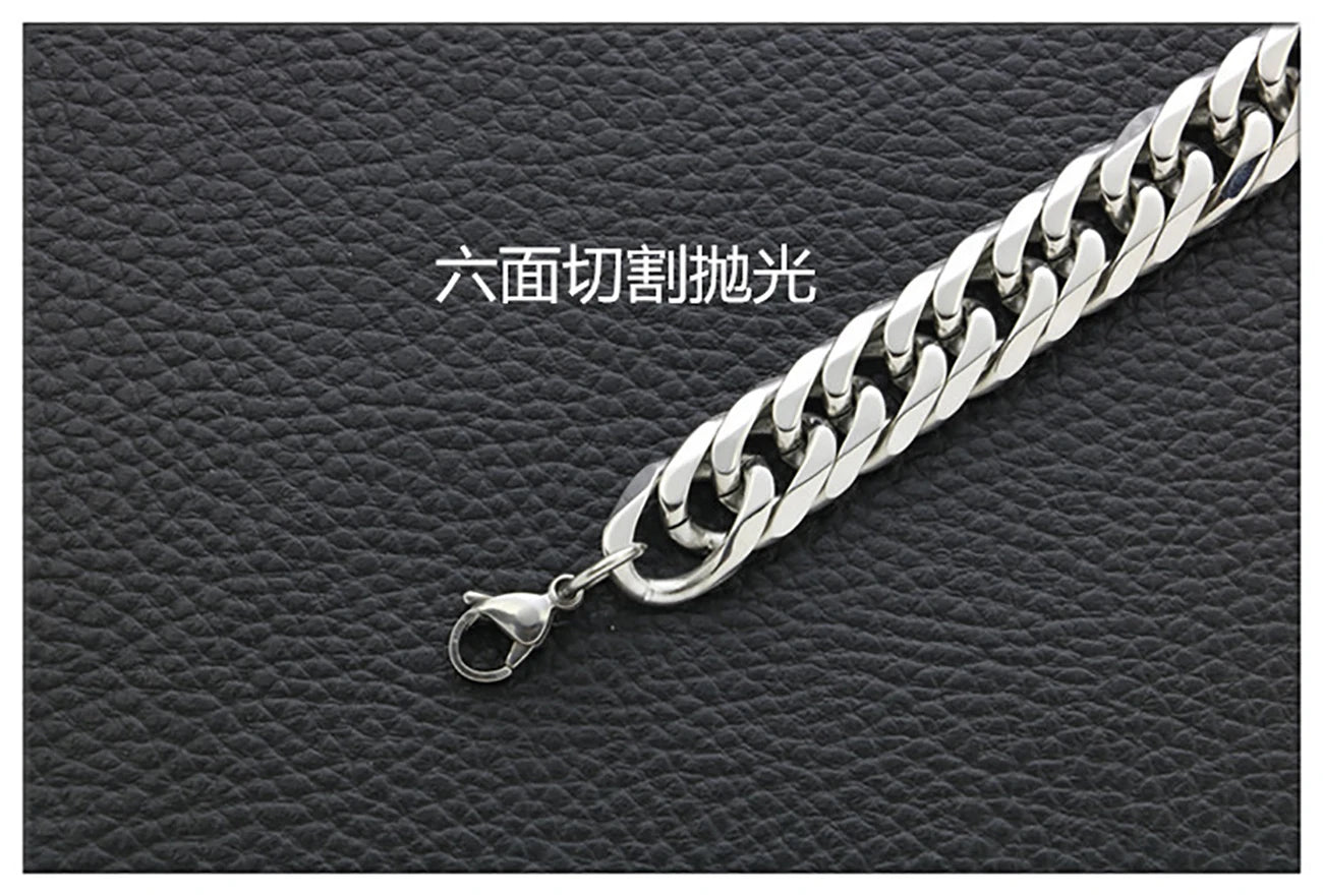 Fashion Thick Wide Double Duckle Weave Six-face Grinding Stainless Steel Men And Women Necklace Jewelry Chain Hot Sale