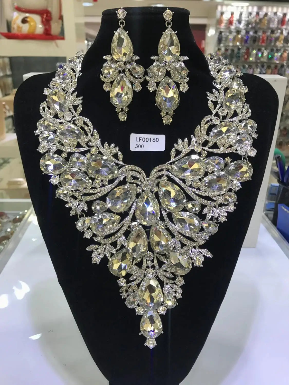 Jewelry Sets Multicolor Bridal Wedding Big Crystal Dubai Gold Color Jewelry Sets For Women Necklace Earrings
