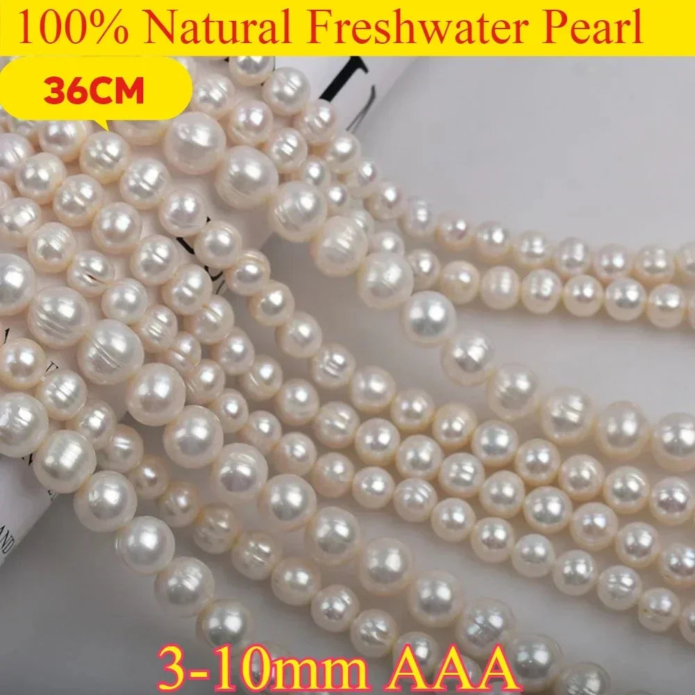 AAA3-10mm Premium Natural Freshwater Pearl Potato Bead for Wedding Jewelry Making Supplies DIY Women Necklace Bracelet Accessory