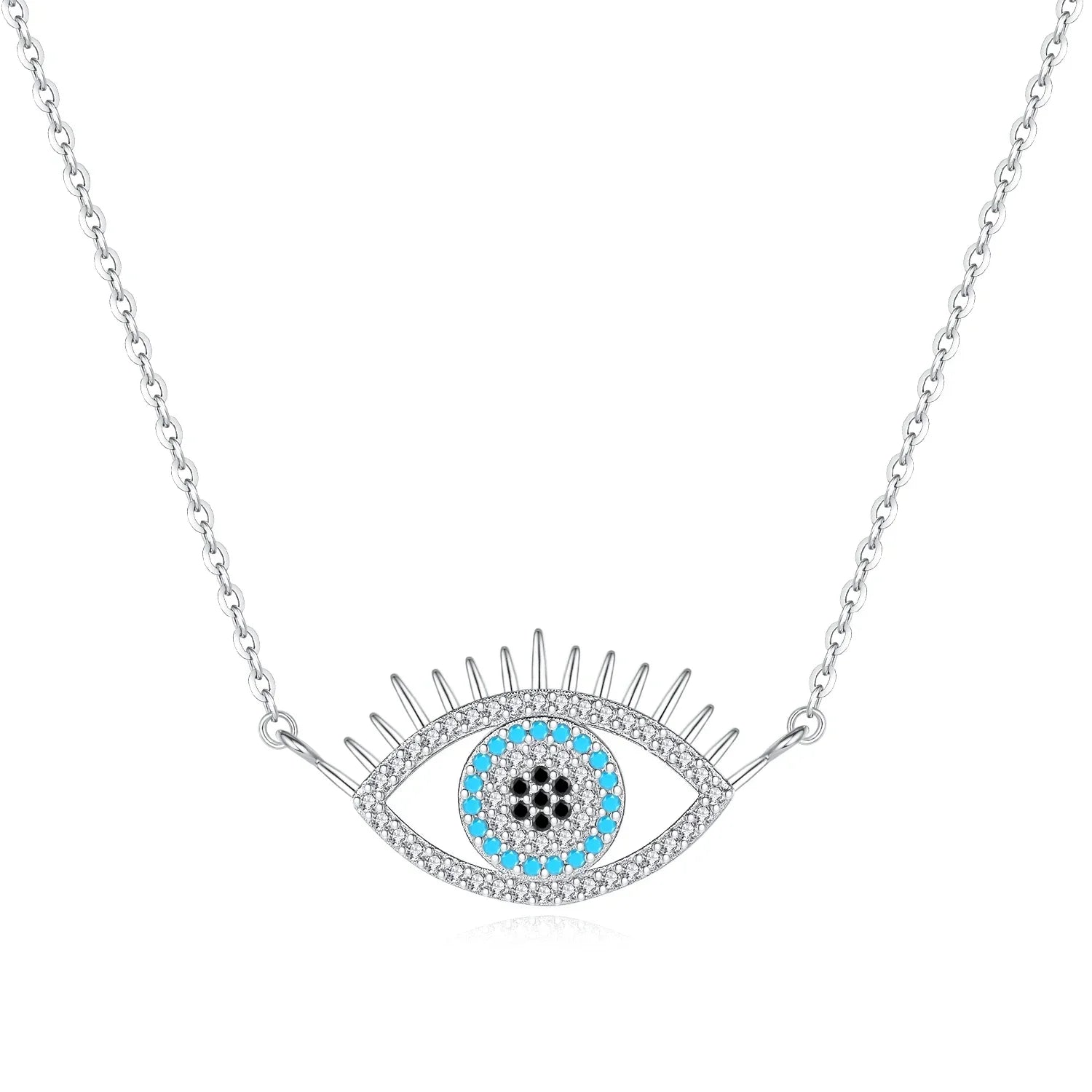 KALETINE Fashion Evil Eye women Necklace 925 Sterling Silver Blue Eye Clavicle Chain Necklace Accessories Jewelry Adjustable