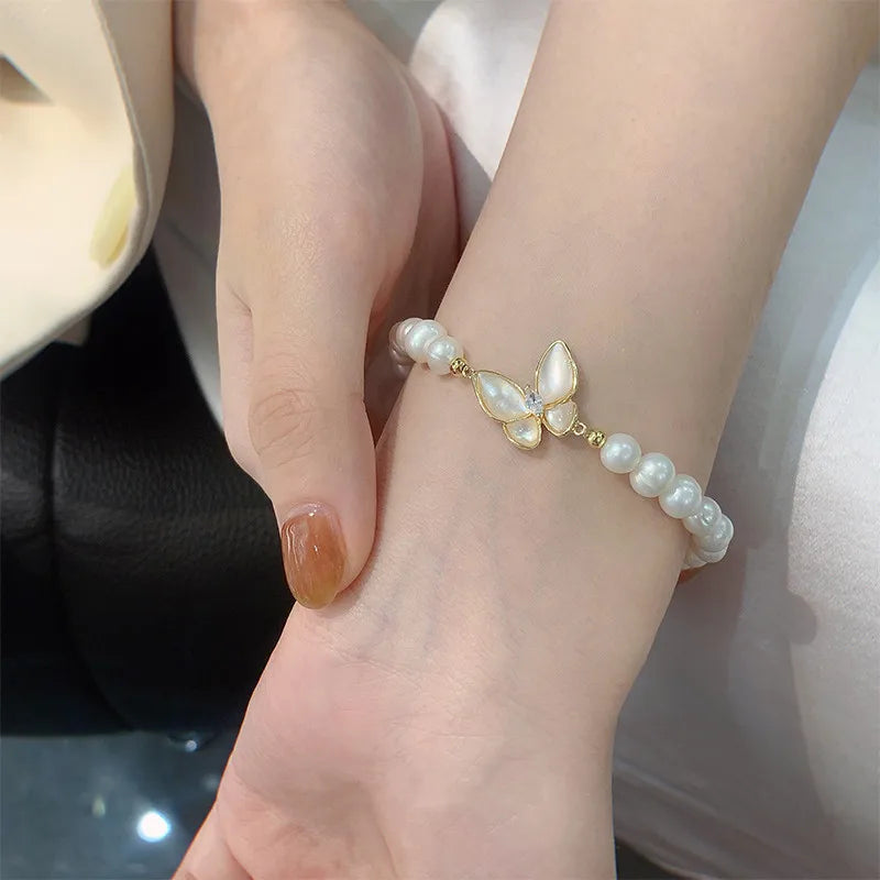 High Quality Natural Freshwater Pearl Sweet Butterfly Design 14K Gold Filled Female Jewelry Sets Women Necklace Bracelet Gifts