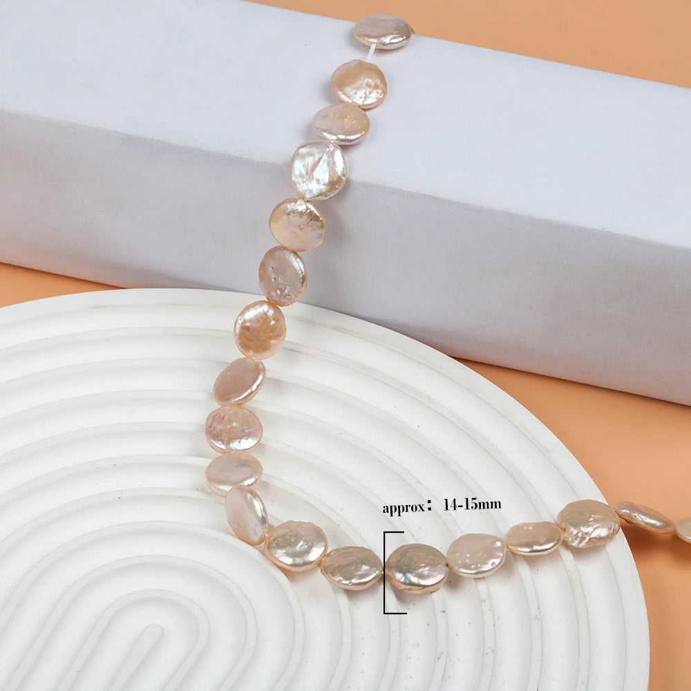 High Quality Coin Full Pearls Strand 1 Piece Natural Freshwater White Loose Pearl for DIY Jewelry Making Supplies Women Necklace