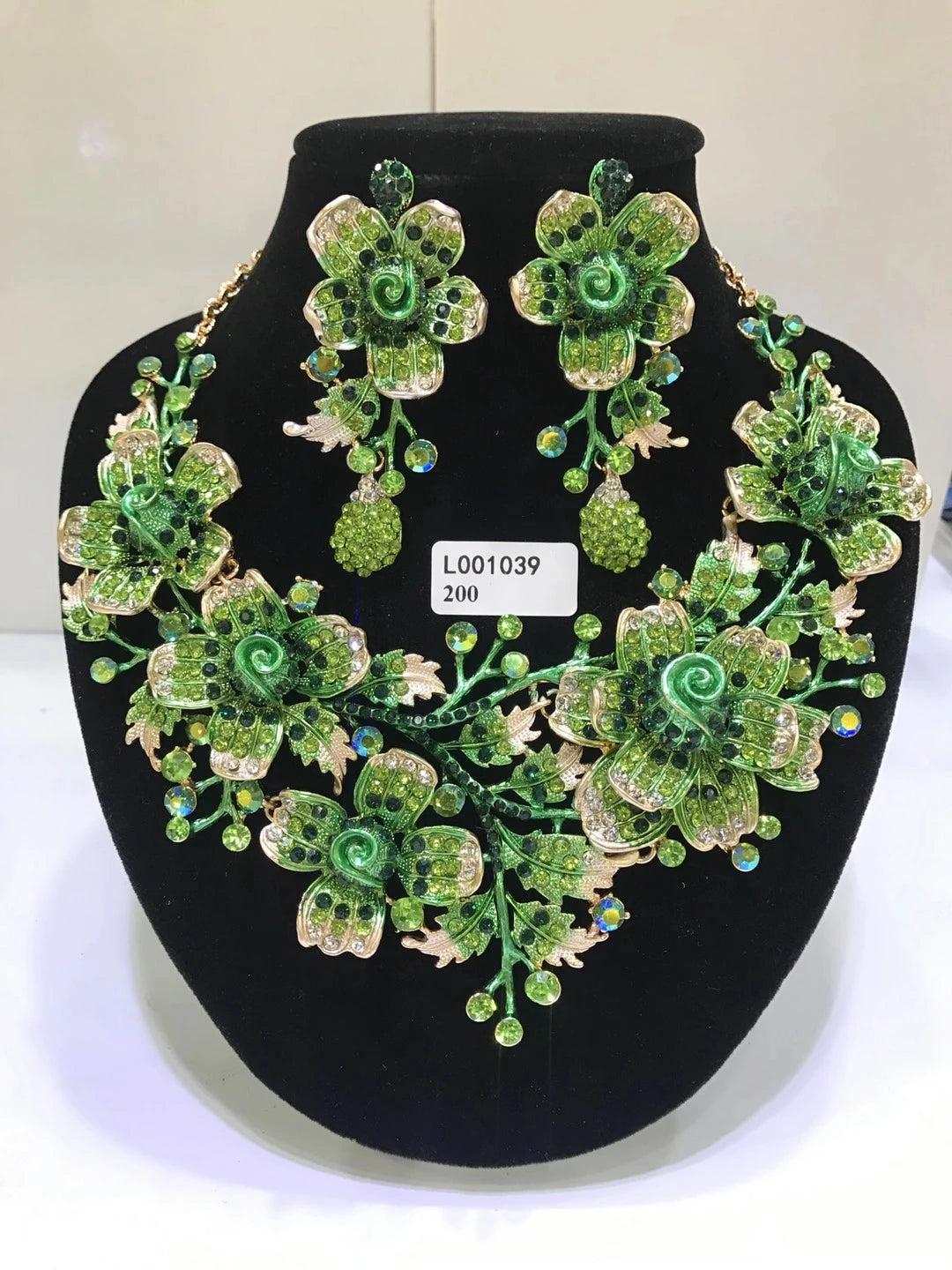 Jewelry Sets Multicolor Bridal Wedding Big Crystal Dubai Gold Color Jewelry Sets For Women Necklace Earrings