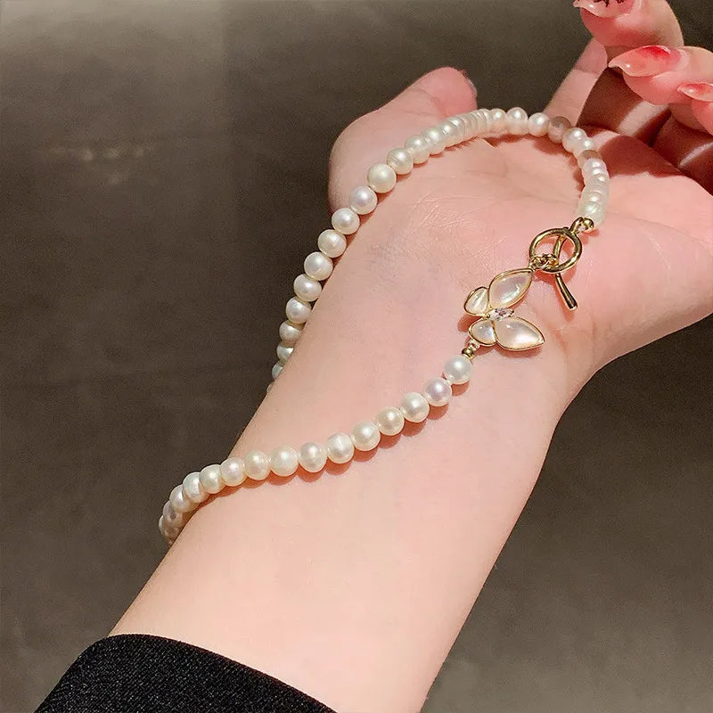 High Quality Natural Freshwater Pearl Sweet Butterfly Design 14K Gold Filled Female Jewelry Sets Women Necklace Bracelet Gifts