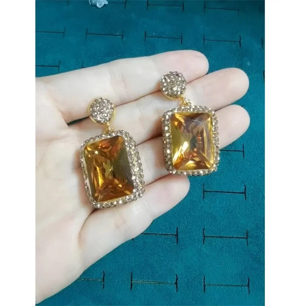 Large Colored Change Sultanite Crystal Bangle Rings Sets for Women Necklace Earring Rings Golden Copper Zultanite Quartz Jewelry