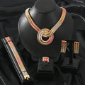 Fashion Prom Jewelry Sets Earrings and Rings Women Necklace 18k Gold Plated Design Earring Bracelet Rings Gifts Sets