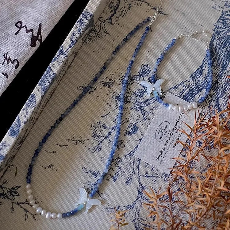 New Arrival Sweet Butterfly Natural Freshwater Pearl 925 Sterling Silver Female Jewelry Set For Women Necklace Bracelet Gifts
