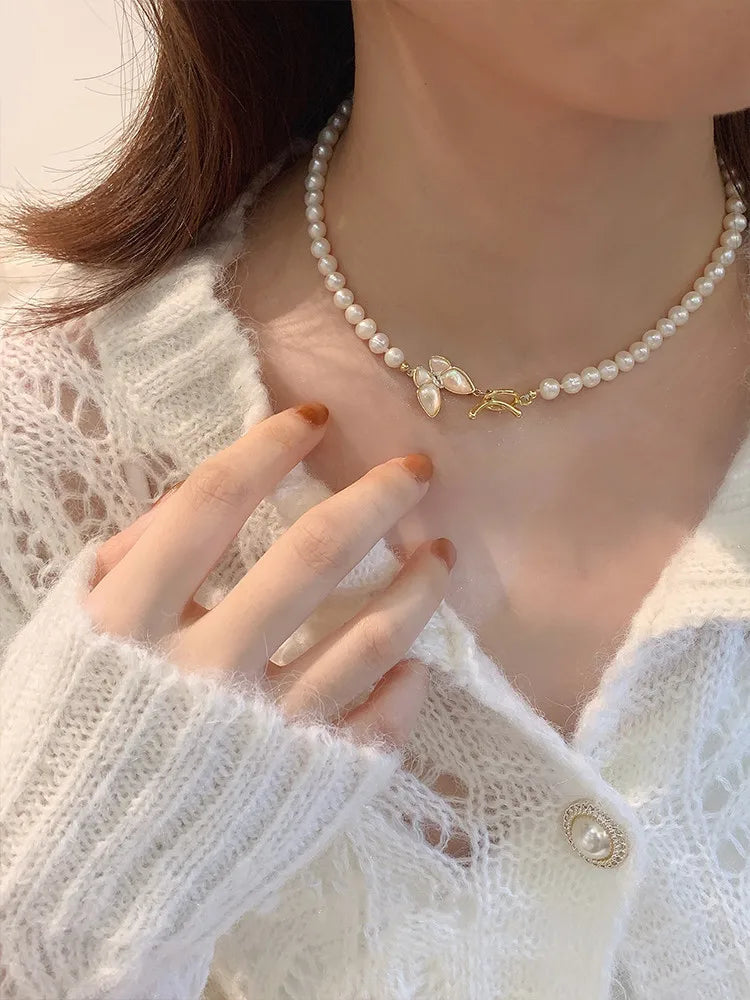 High Quality Natural Freshwater Pearl Sweet Butterfly Design 14K Gold Filled Female Jewelry Sets Women Necklace Bracelet Gifts